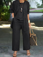 LovelyRLovely LovelyRLovely 3pcs Cardigan Jacket Wide Black / L LovelyRLovely 3pcs Cardigan Jacket Wide Leg Pants Suit