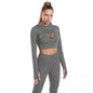 LovelyRLovely LovelyRLovely 3pcs Long Sleeve Hooded Ca Grey 3PCS Set / L LovelyRLovely 3pcs Long Sleeve Hooded Camisole And High Waist Leggings