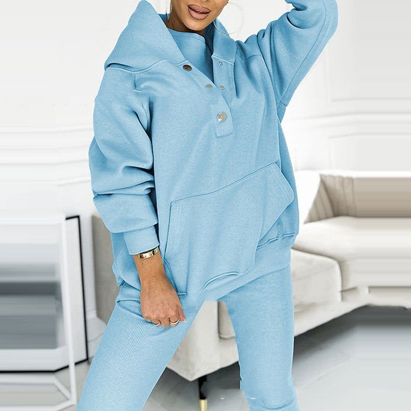 LovelyRLovely LovelyRLovely 3pcs Women's Loose Sweat s Light Blue / 2XL LovelyRLovely 3pcs Women's Loose Sweat suit And Vest