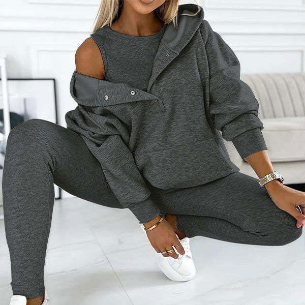 LovelyRLovely LovelyRLovely 3pcs Women's Loose Sweat s LovelyRLovely 3pcs Women's Loose Sweat suit And Vest