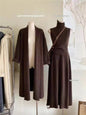 LovelyRLovely LovelyRLovely 3ps Turtleneck Half-length Brown / Free Size LovelyRLovely 3ps Turtleneck Half-length Skirt Suit