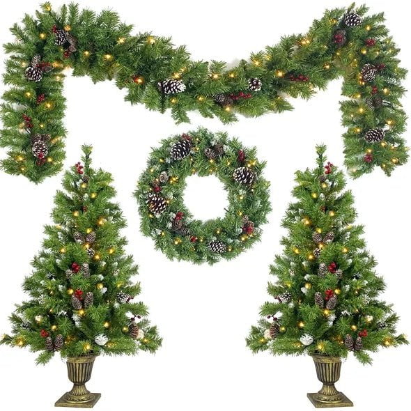 LovelyRLovely LovelyRLovely 4-Piece Pre-lit Xmas Tree 4-Piece Pre-lit Xmas Tree Set