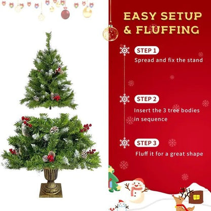 LovelyRLovely LovelyRLovely 4-Piece Pre-lit Xmas Tree 4-Piece Pre-lit Xmas Tree Set