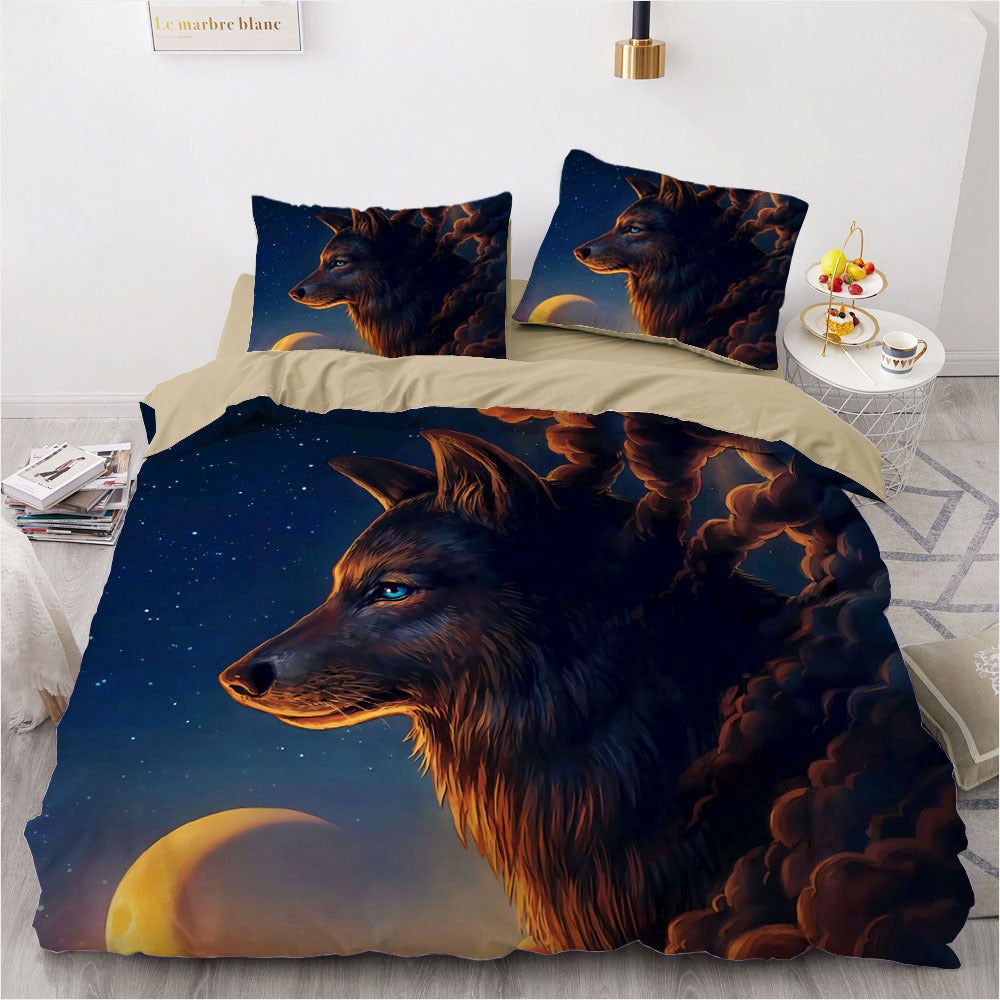 LovelyRLovely LovelyRLovely 4pcs 3D Digital Printing W 1 Style / Au 2pcs 140x210 LovelyRLovely 4pcs 3D Digital Printing Wolf Bedding Set