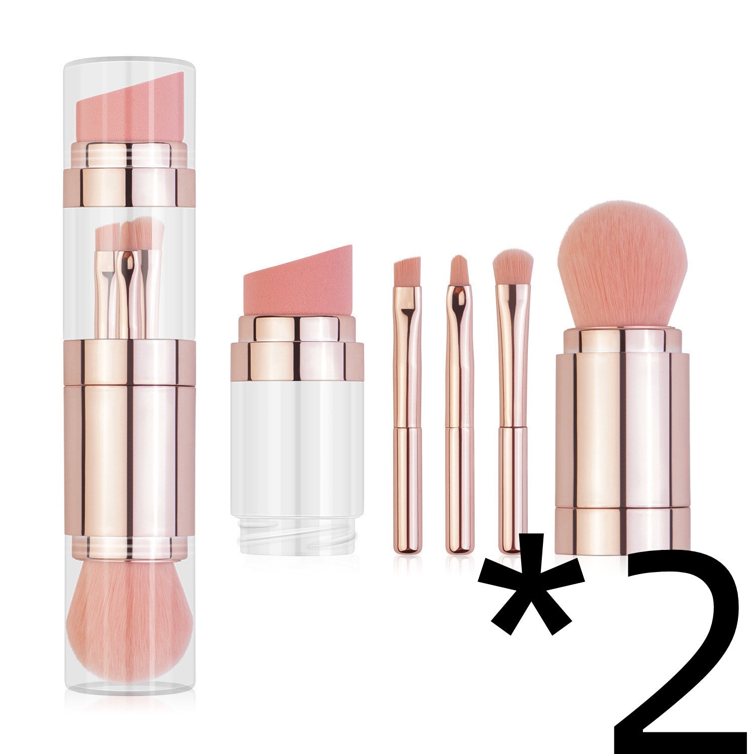 LovelyRLovely LovelyRLovely 5-in-1 Makeup Brushes With 2pcs Rose Gold LovelyRLovely 5-in-1 Makeup Brushes With Cleaning Bowl