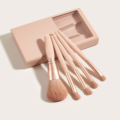 LovelyRLovely LovelyRLovely 5 PCs Makeup Brushes With Apricot 5 Pieces LovelyRLovely 5 PCs Makeup Brushes With Mirror