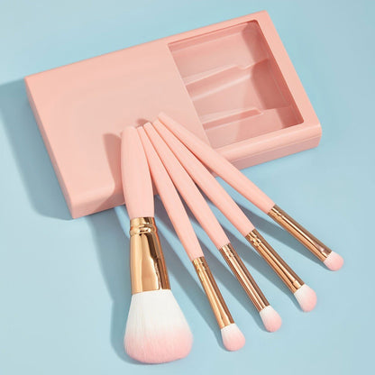 LovelyRLovely LovelyRLovely 5 PCs Makeup Brushes With Pink 5 Pieces LovelyRLovely 5 PCs Makeup Brushes With Mirror