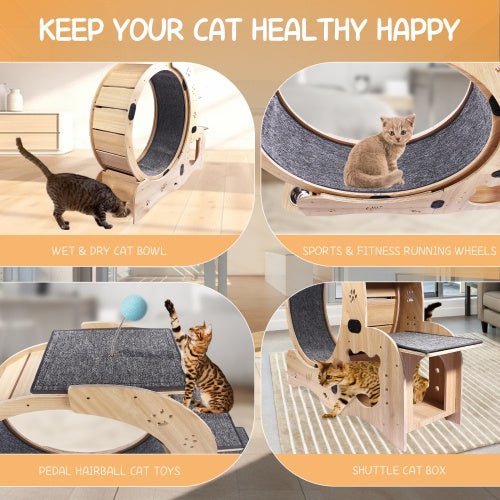 LovelyRLovely LovelyRLovely 6-in-1 Cat Fitness Wheel Natural wood LovelyRLovely 6-in-1 Cat Fitness Wheel