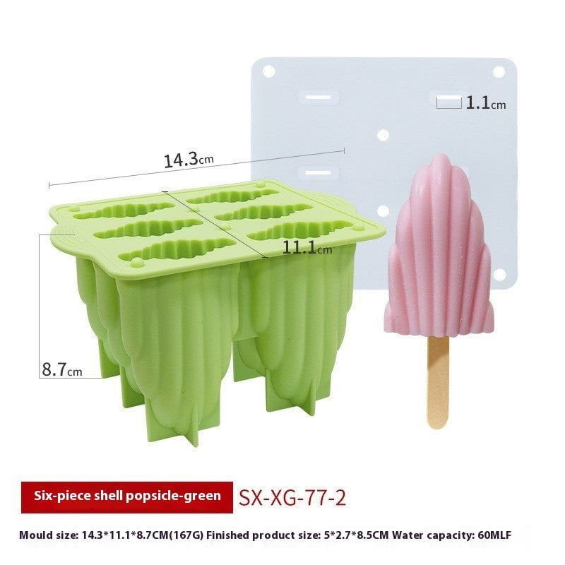 LovelyRLovely LovelyRLovely 6-piece Spiral Ice Cream S Shell Green LovelyRLovely 6-piece Spiral Ice Cream Silicone Mold