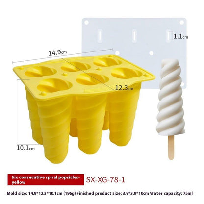 LovelyRLovely LovelyRLovely 6-piece Spiral Ice Cream S Spiral Yellow LovelyRLovely 6-piece Spiral Ice Cream Silicone Mold