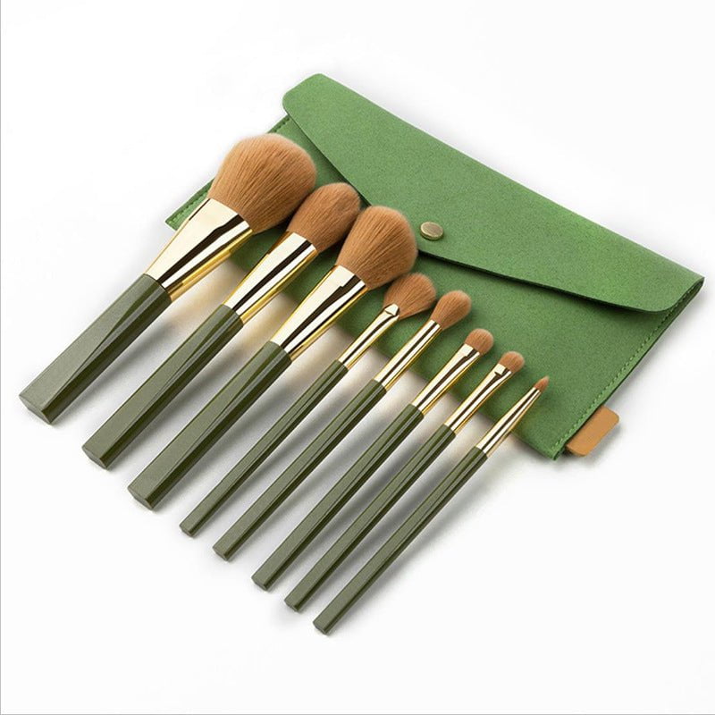 LovelyRLovely LovelyRLovely 8pcs Green Shimmering Brus Green LovelyRLovely 8pcs Green Shimmering Brushes Set