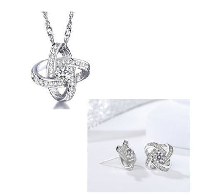 LovelyRLovely LovelyRLovely 925 Sterling Silver AAA Z 45L+Earring LovelyRLovely 925 Sterling Silver  AAA Zircon Mosaic Necklace & Pendant