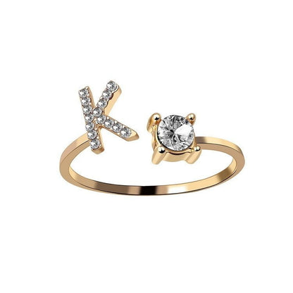 LovelyRLovely LovelyRLovely Adjustable 26 Initial Lett Gold / K LovelyRLovely Adjustable 26 Initial Letter Ring