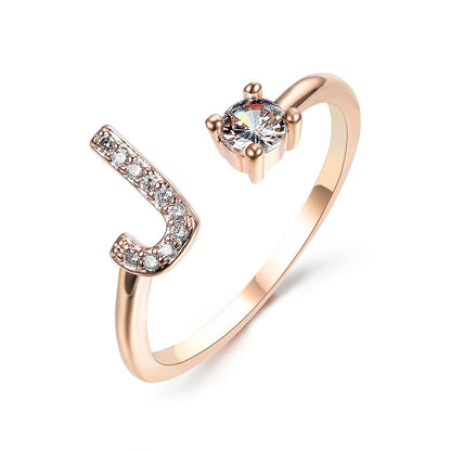 LovelyRLovely LovelyRLovely Adjustable 26 Initial Lett Rose gold / J LovelyRLovely Adjustable 26 Initial Letter Ring