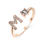 LovelyRLovely LovelyRLovely Adjustable 26 Initial Lett Rose gold / M LovelyRLovely Adjustable 26 Initial Letter Ring