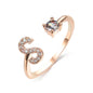 LovelyRLovely LovelyRLovely Adjustable 26 Initial Lett Rose gold / S LovelyRLovely Adjustable 26 Initial Letter Ring