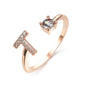 LovelyRLovely LovelyRLovely Adjustable 26 Initial Lett Rose gold / T LovelyRLovely Adjustable 26 Initial Letter Ring