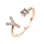 LovelyRLovely LovelyRLovely Adjustable 26 Initial Lett Rose gold / Y LovelyRLovely Adjustable 26 Initial Letter Ring