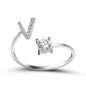 LovelyRLovely LovelyRLovely Adjustable 26 Initial Lett Silver / V LovelyRLovely Adjustable 26 Initial Letter Ring