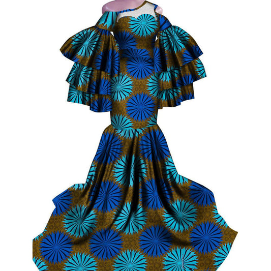 LovelyRLovely LovelyRLovely African Print Traditional Style1 / 2XL LovelyRLovely African Print Traditional Fishtail Floor-length Dress