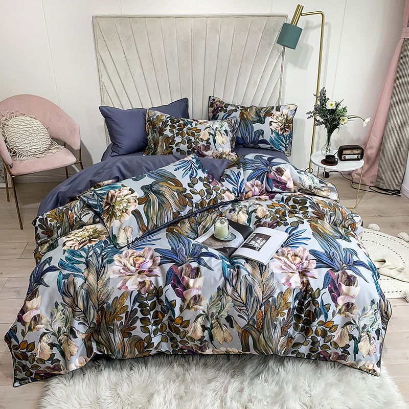 LovelyRLovely LovelyRLovely American Pastoral Cotton 4 1.8m / Purple LovelyRLovely American Pastoral Cotton 4pcs Duvet Set