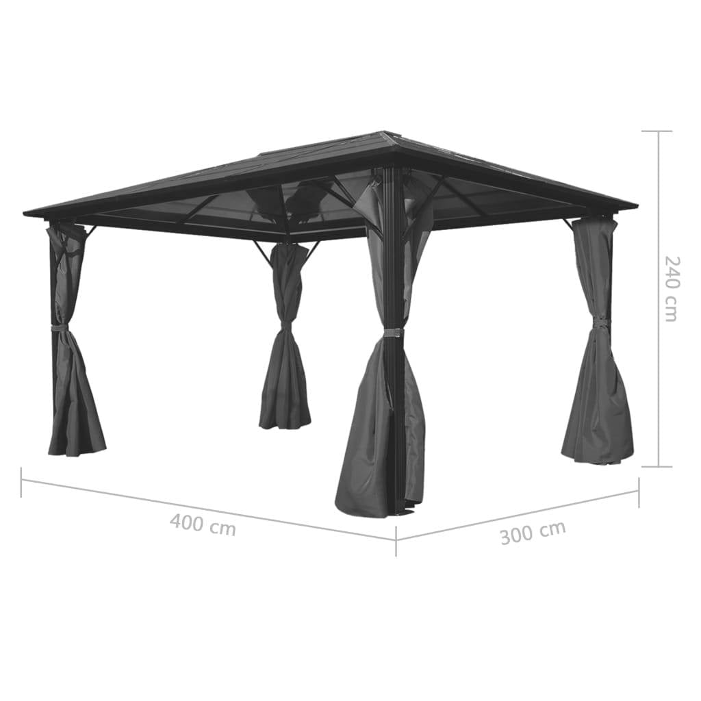 LovelyRLovely LovelyRLovely Anthracite Aluminium 400x3 as picture LovelyRLovely Anthracite Aluminium 400x300cm Gazebo with Curtain