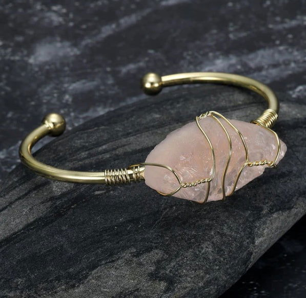 LovelyRLovely LovelyRLovely Asgard Natural Gemstone Ba Rose Quartz LovelyRLovely Asgard Natural Gemstone Bangle