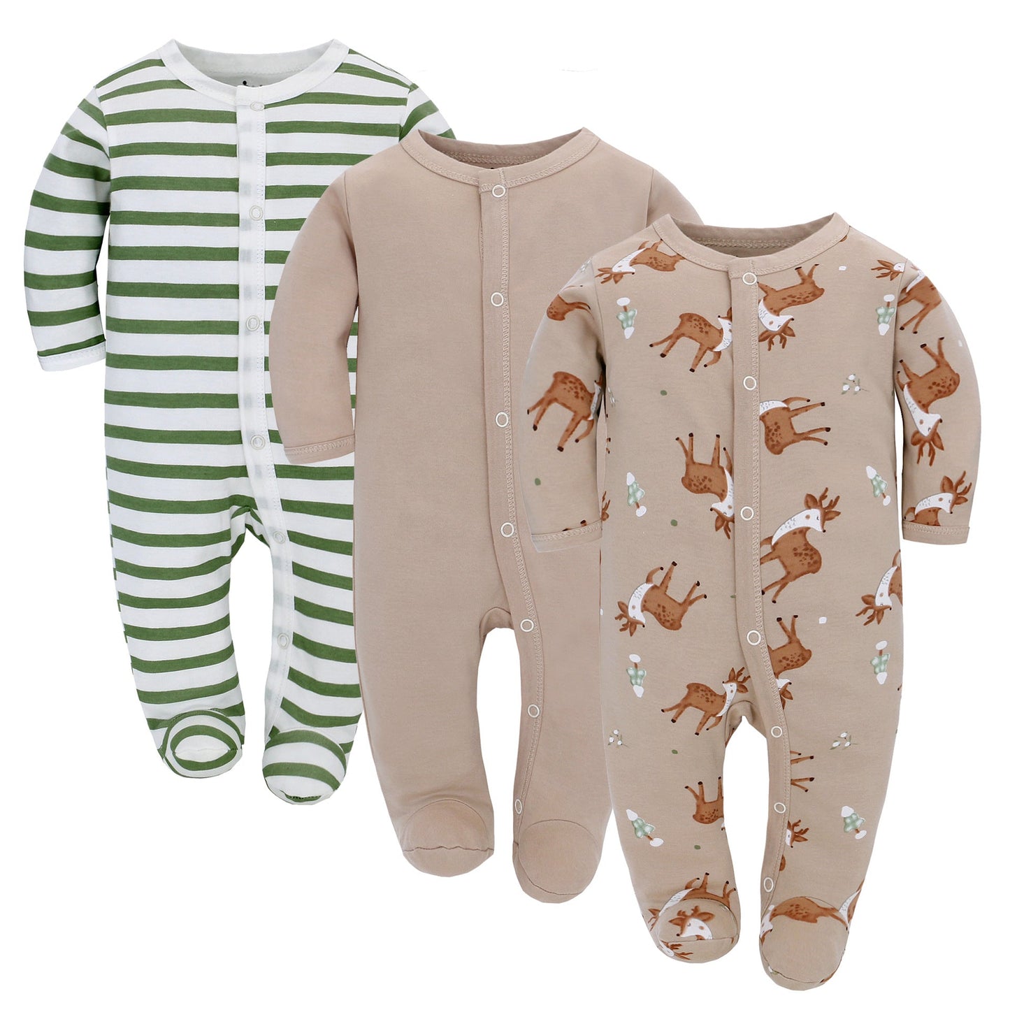 LovelyRLovely LovelyRLovely Baby Long Sleeve Jumpsuit Apricot Deer Stripes / 56cm LovelyRLovely Baby Long Sleeve Jumpsuit