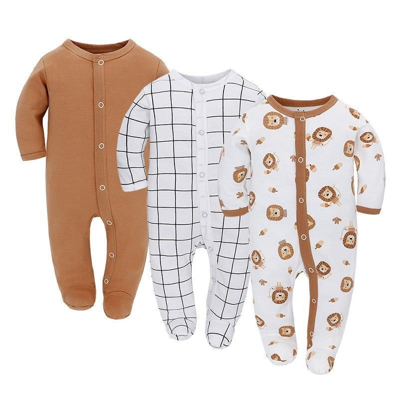 LovelyRLovely LovelyRLovely Baby Long Sleeve Jumpsuit Caramel Lion Grid / 56cm LovelyRLovely Baby Long Sleeve Jumpsuit