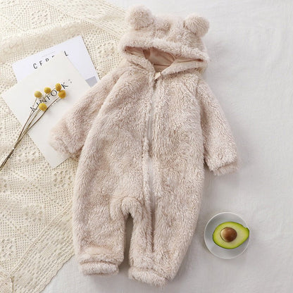 LovelyRLovely LovelyRLovely Baby One-Piece Winter Plus Beige Plush One Piece / 100cm LovelyRLovely Baby One-Piece Winter Plush Rompers