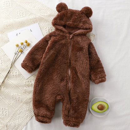 LovelyRLovely LovelyRLovely Baby One-Piece Winter Plus Brown Plush One Piece / 100cm LovelyRLovely Baby One-Piece Winter Plush Rompers