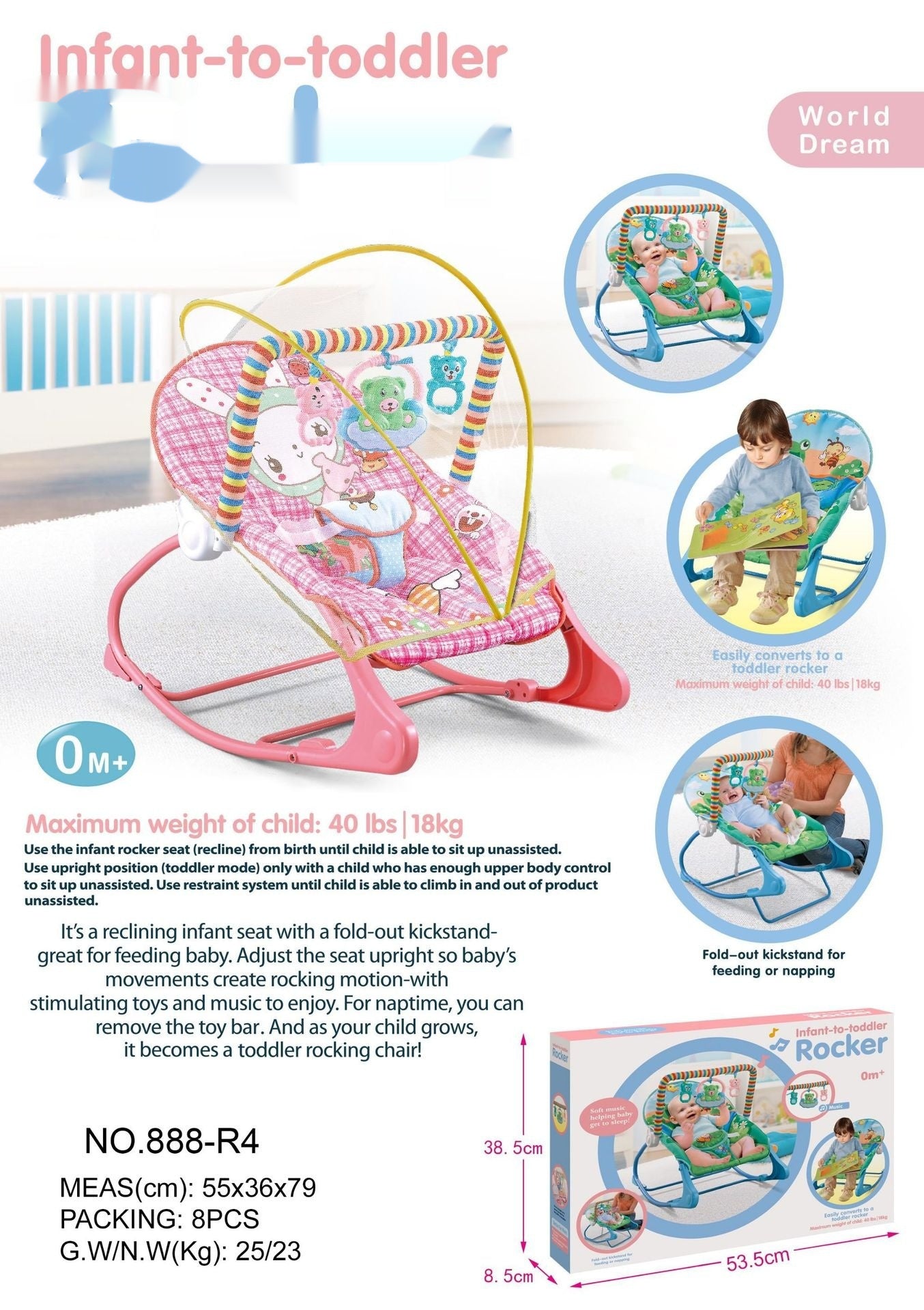 LovelyRLovely LovelyRLovely Baby Portable Foldable Roc LovelyRLovely Baby Portable Foldable Rocking Bed With Mosquito Net