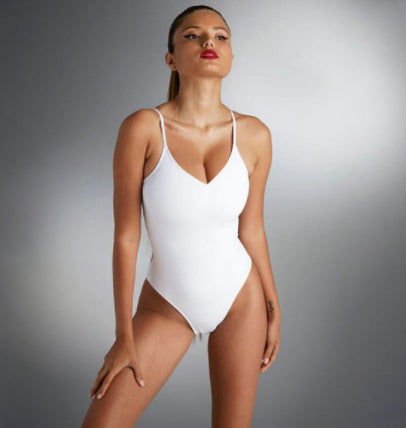 LovelyRLovely LovelyRLovely Backless String Summer Bik White / 2XL LovelyRLovely Sexy Solid Color Triangle One-piece Swimsuit