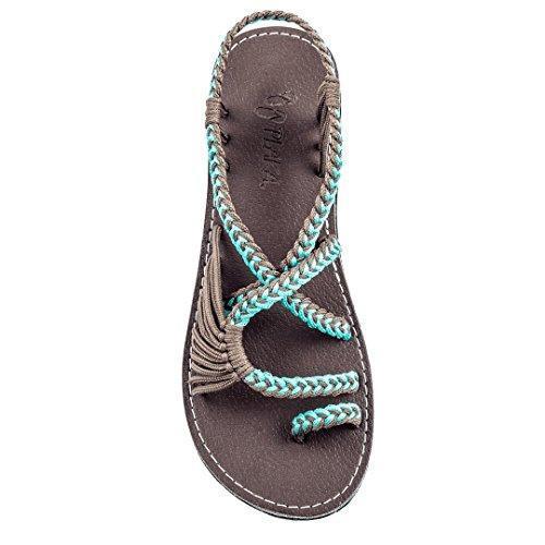 LovelyRLovely LovelyRLovely Beach Flip Flops Flat Sand Blue with Grey / 10 LovelyRLovely Beach Flip Flops Flat Sandals