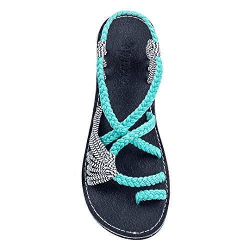 LovelyRLovely LovelyRLovely Beach Flip Flops Flat Sand Blue with White / 10 LovelyRLovely Beach Flip Flops Flat Sandals