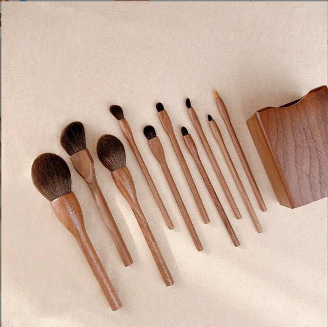 LovelyRLovely LovelyRLovely Black Walnut Makeup Brush 10sets of brushes and buckets LovelyRLovely Black Walnut Makeup Brush Set