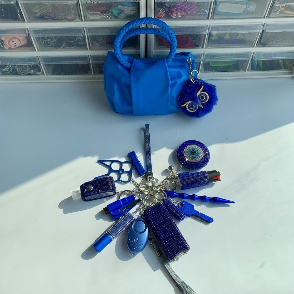 LovelyRLovely LovelyRLovely Blue 15pcs Keychain Set Blue handbag LovelyRLovely Blue 15pcs Keychain Set