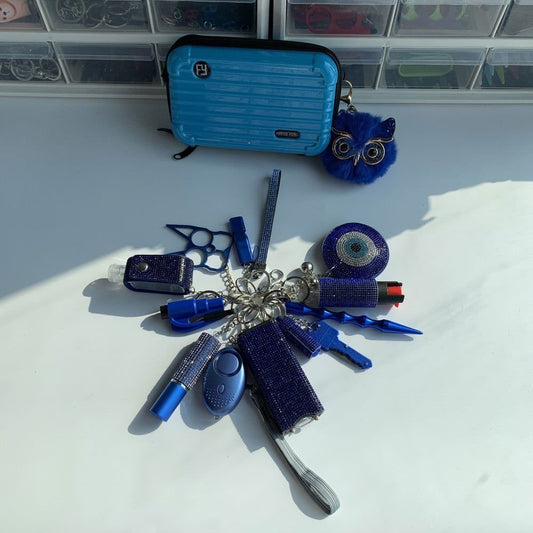 LovelyRLovely LovelyRLovely Blue 15pcs Keychain Set Blue suitcase LovelyRLovely Blue 15pcs Keychain Set