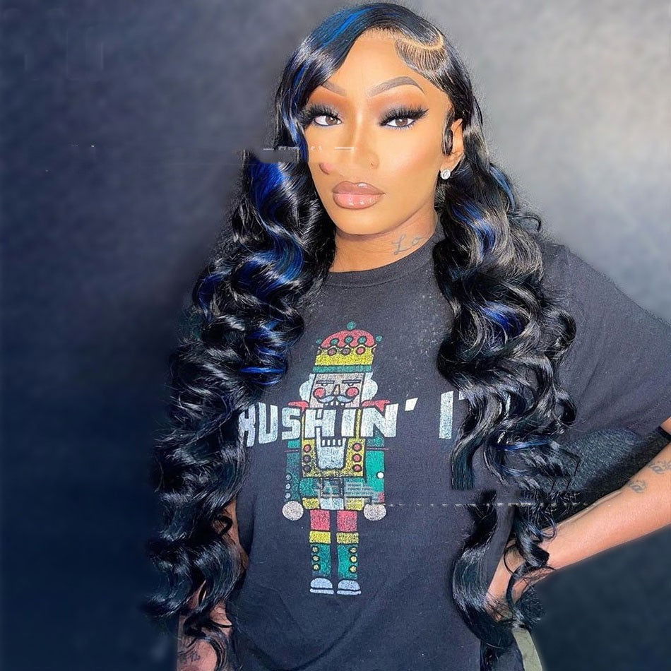 LovelyRLovely LovelyRLovely Blue Highlights Human hair LovelyRLovely Blue Highlights Human hair Wig