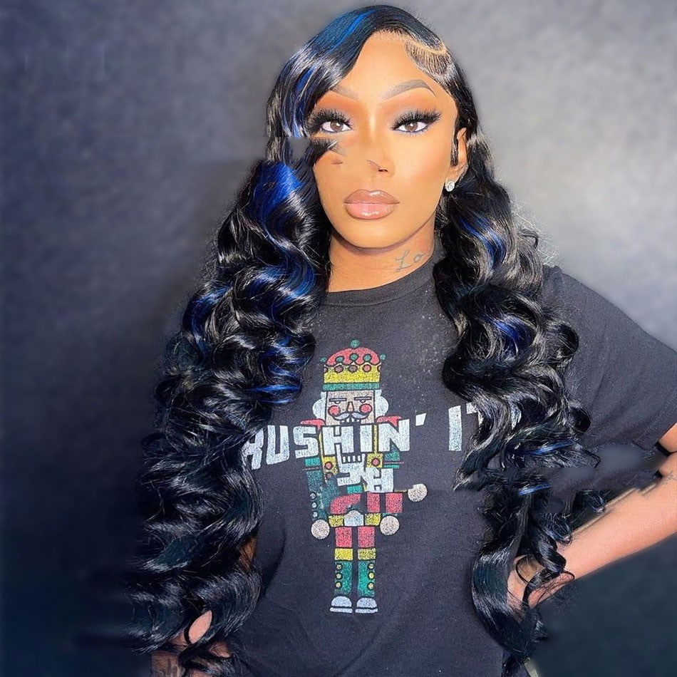 LovelyRLovely LovelyRLovely Blue Highlights Human hair LovelyRLovely Blue Highlights Human hair Wig