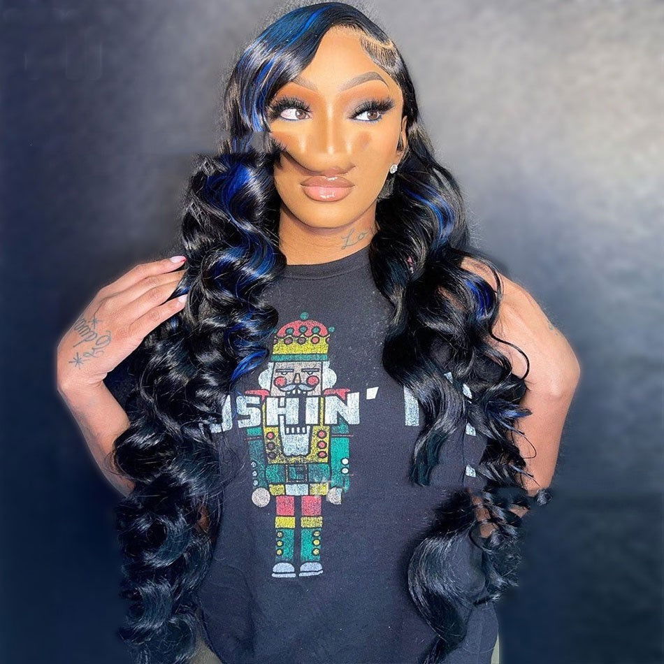 LovelyRLovely LovelyRLovely Blue Highlights Human hair LovelyRLovely Blue Highlights Human hair Wig