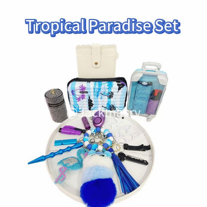 LovelyRLovely LovelyRLovely Blue Seaside Self Defence Tropical Paradise Set LovelyRLovely Blue Seaside Self Defence Keychain Set