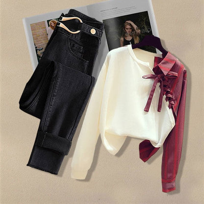 LovelyRLovely LovelyRLovely Bow-knot Shirt Top Pants Suit LovelyRLovely Bow-knot Shirt Top Pants Suit