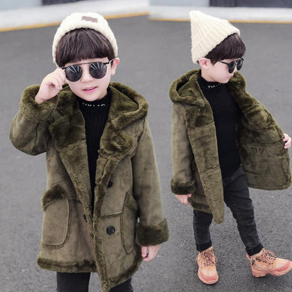 LovelyRLovely LovelyRLovely Boys' Suede Padded Trench Army Green / 100cm LovelyRLovely Boys' Suede Padded Trench Coat