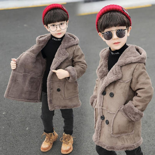 LovelyRLovely LovelyRLovely Boys' Suede Padded Trench Camel / 100cm LovelyRLovely Boys' Suede Padded Trench Coat