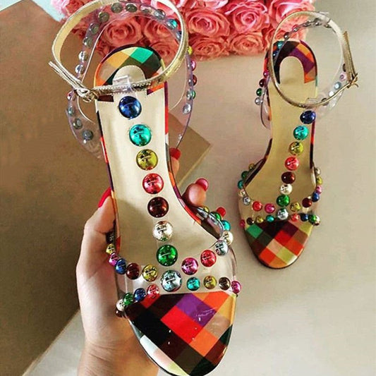 LovelyRLovely LovelyRLovely Bubble-trimmed Beaded Rive Color / 35 LovelyRLovely Bubble-trimmed Beaded Rivet Stiletto Heels