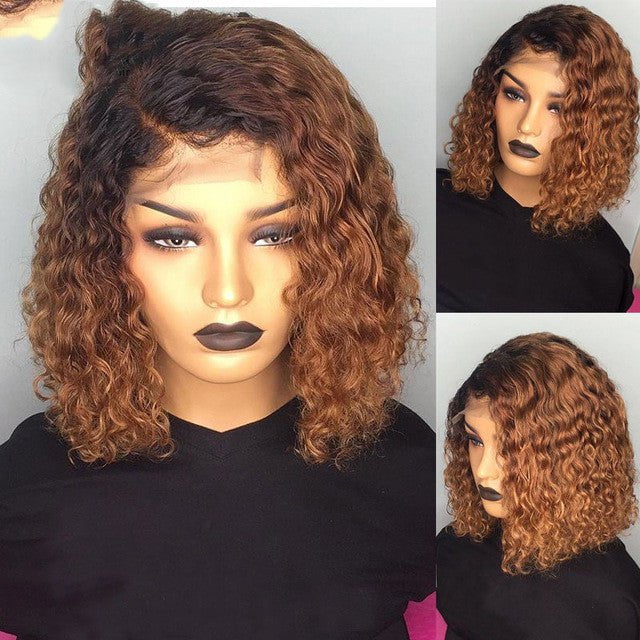 LovelyRLovely LovelyRLovely Burgundy Gradient Short Bo Yellow / 10inch LovelyRLovely Burgundy Gradient Short Bob Lace Front Wig