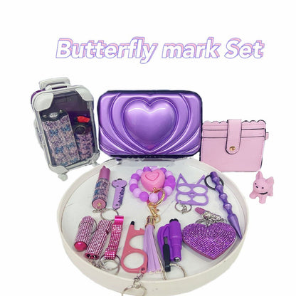 LovelyRLovely LovelyRLovely Butterfly Pattern Self Def Purple LovelyRLovely Butterfly Pattern Self Defence Keychain Set