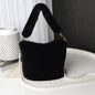 LovelyRLovely LovelyRLovely Checkerboard Plush Bucket Black LovelyRLovely Checkerboard Plush Bucket Bag With Pearl Chain