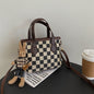 LovelyRLovely LovelyRLovely Checkerboard Shoulder Bag Coffee Color Box With Pendant LovelyRLovely Checkerboard Shoulder Bag